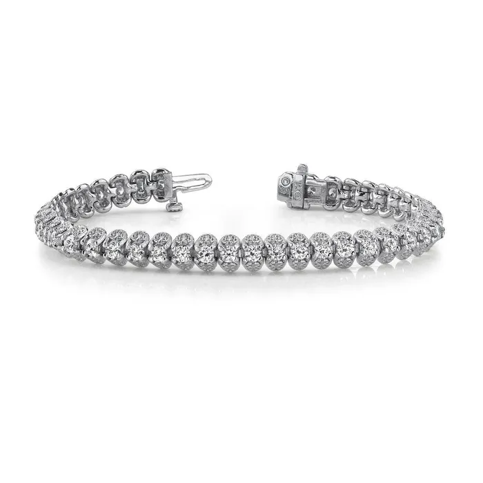 Bracelets GB Filigree Round Cut 630 Carats Natural Earth Mined Diamonds Bracelet White Gold 14K Bracelets GB Filigree Round Cut 630 Carats Natural Earth Mined Diamonds Bracelet White Gold 14K