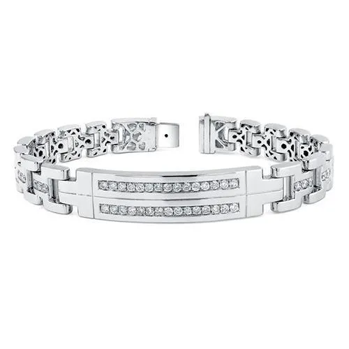 Bracelets GB Men Round Natural Earth Mined Diamond Bracelet Solid White Gold Fine Jewelry 5 Carats Bracelets GB Men Round Natural Earth Mined Diamond Bracelet Solid White Gold Fine Jewelry 5 Carats