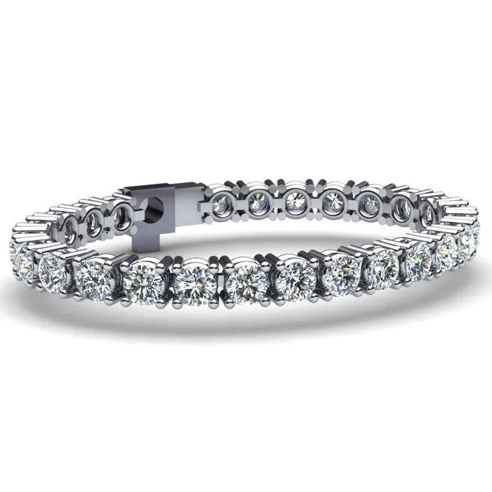 Bracelets GB White Gold 14K Round Prong 4 Carats Setting Natural Earth Mined Diamond Tennis Bracelet