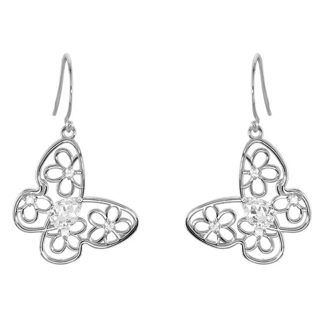 Butterfly Drop Earrings 125 Ct Pear Old Cut White Gold Natural Diamond HarryChadEntcom Earrings Butterfly Drop Earrings 125 Ct Pear Old Cut White Gold Natural Diamond HarryChadEntcom Earrings