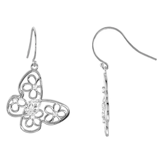 Butterfly Drop Earrings 125 Ct Pear Old Cut White Gold Natural Diamond HarryChadEntcom Earrings