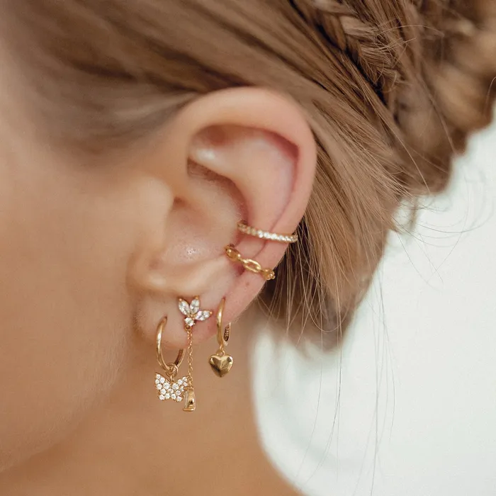 Chunky Chain Ear Cuff Sterling Silver Gold Hey Happiness Earrings Chunky Chain Ear Cuff Sterling Silver Gold Hey Happiness Earrings