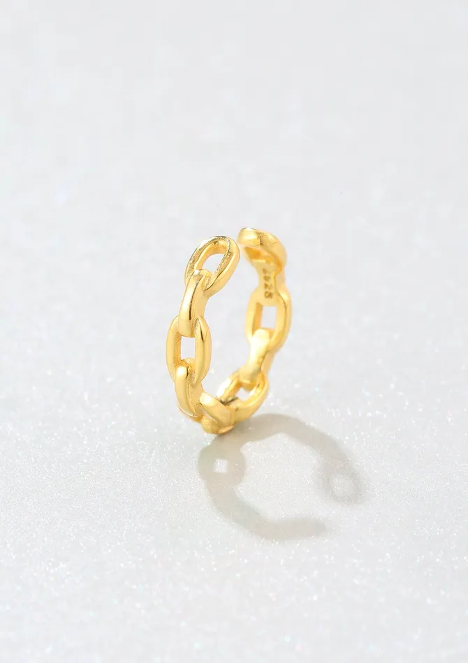 Chunky Chain Ear Cuff Sterling Silver Gold Hey Happiness Earrings Chunky Chain Ear Cuff Sterling Silver Gold Hey Happiness Earrings