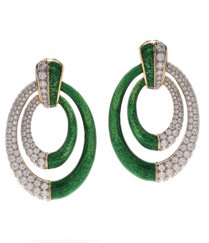 David Webb Earrings Persephone Earrings Green Enamel