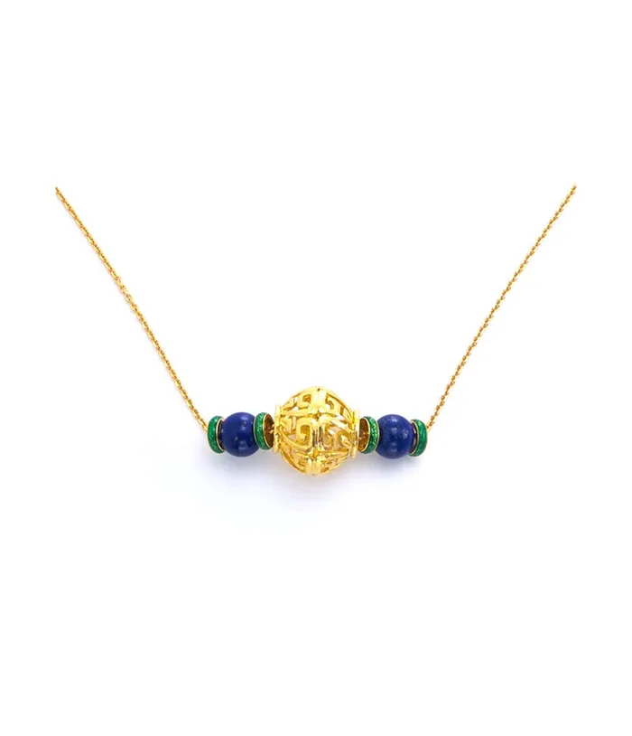David Webb Workshop Necklaces Lantern Bead Necklace Green Enamel