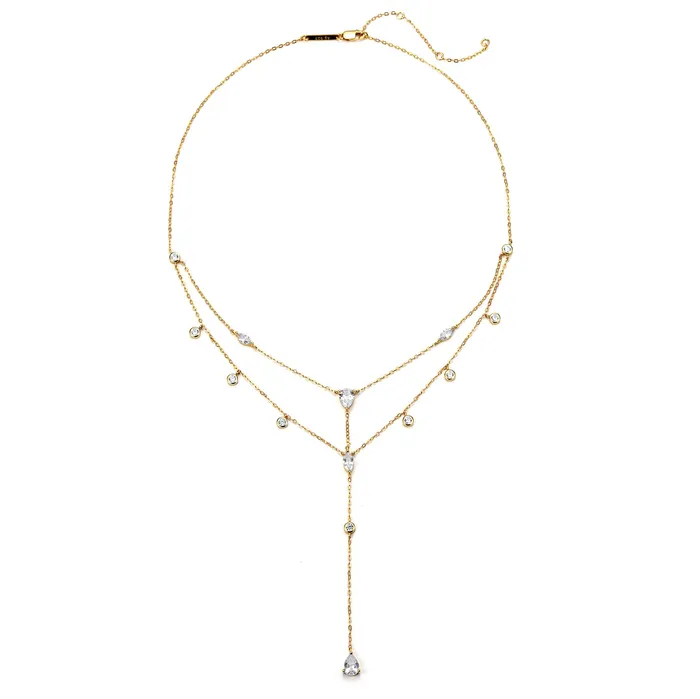 Dazzle Double Chain Y Necklace Sterling Silver Hey Happiness Necklaces