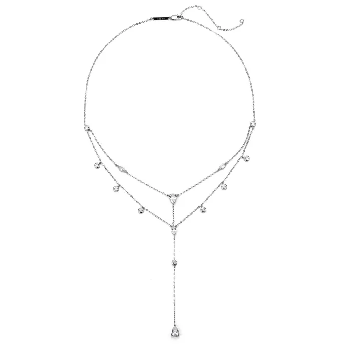 Dazzle Double Chain Y Necklace Sterling Silver Hey Happiness Necklaces Dazzle Double Chain Y Necklace Sterling Silver Hey Happiness Necklaces