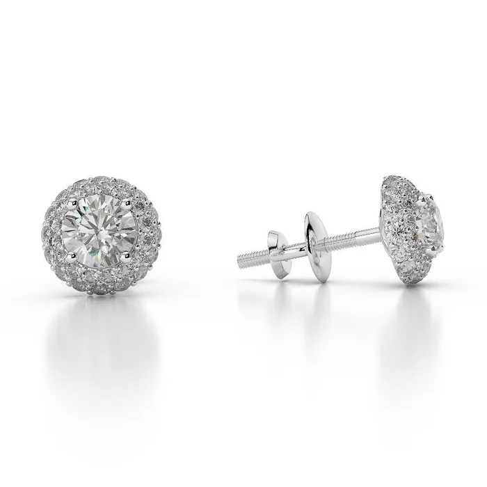 Earrings 14K White Gold 450 Carats Round Cut Natural Earth Mined Diamonds Women Studs Halo Earrings GB Earrings 14K White Gold 450 Carats Round Cut Natural Earth Mined Diamonds Women Studs Halo Earrings GB