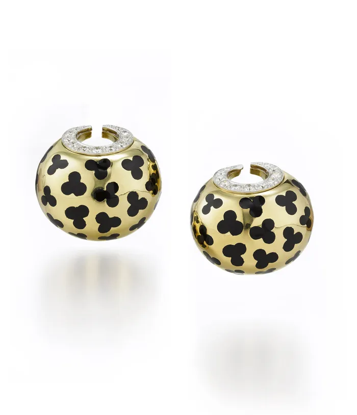 Earrings David Webb Workshop Leopard Spot Crescent Moon Earrings