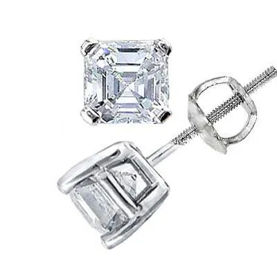 Earrings GB 2 Ct Beautiful Asscher Cut Natural Earth Mined Diamond Stud Earring White Gold Jewelry