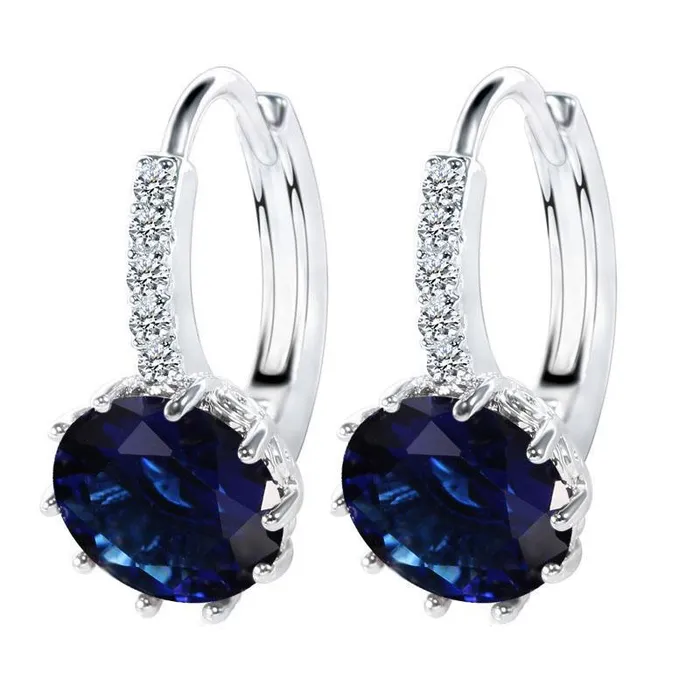 Earrings GB 320 Ct Ceylon Sapphire And Natural Earth Mined Diamond Hoop Earring Gold Jewelry Earrings GB 320 Ct Ceylon Sapphire And Natural Earth Mined Diamond Hoop Earring Gold Jewelry