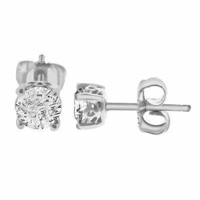 Earrings GB 350 Carats Round Cut Real Natural Earth Mined Diamonds Ladies Studs Earrings White Gold