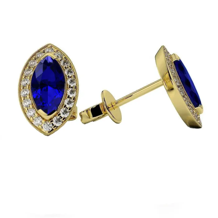 Earrings GB Sri Lanka Sapphire And Natural Earth Mined Diamonds Women Studs Halo Earrings 3 Carats Earrings GB Sri Lanka Sapphire And Natural Earth Mined Diamonds Women Studs Halo Earrings 3 Carats