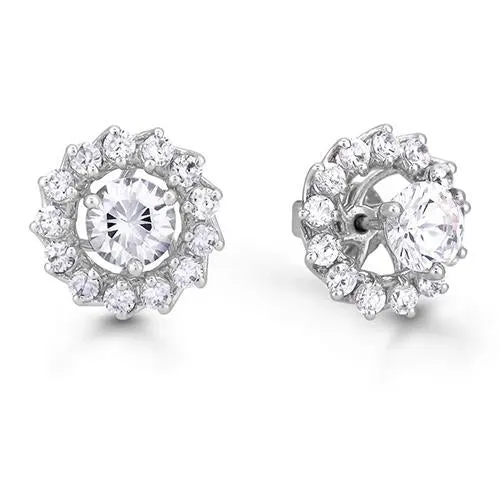 Earrings GB Women 126 Ct Round Cut Natural Earth Mined Diamonds Halo Jackets Studs Earring White Gold Earrings GB Women 126 Ct Round Cut Natural Earth Mined Diamonds Halo Jackets Studs Earring White Gold