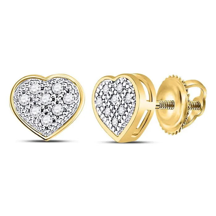 Earrings GND GND 10kt Yellow Gold Womens Round Diamond Heart Cluster Earrings 120 Cttw Earrings GND GND 10kt Yellow Gold Womens Round Diamond Heart Cluster Earrings 120 Cttw