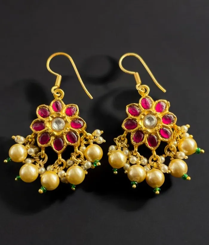 Earrings Kundan The Zoya Reversible Silver Kundan Earrings
