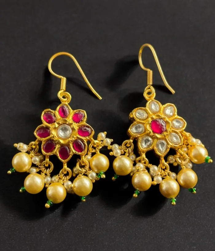 Earrings Kundan The Zoya Reversible Silver Kundan Earrings