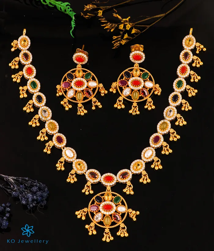 Earrings Silversmith The Ujjvala Silver Navratna Necklace Earrings