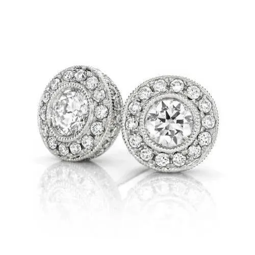 Earrings Sparkling Round Genuine Natural Earth Mined Diamond Stud Halo Earrings 228 Carat White Gold 14K GB Earrings Sparkling Round Genuine Natural Earth Mined Diamond Stud Halo Earrings 228 Carat White Gold 14K GB