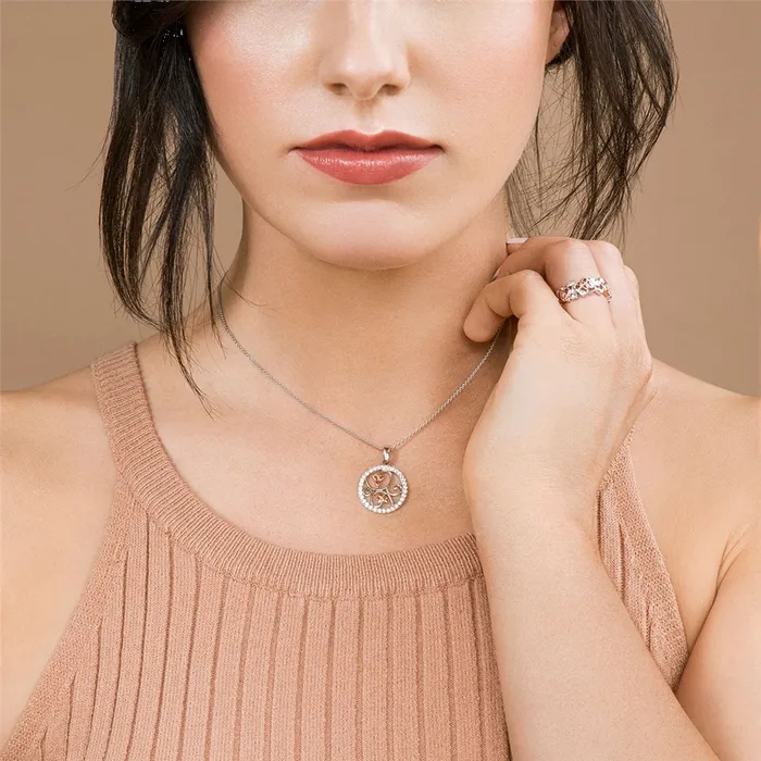 Galway Galway Trinity Knot Shamrocks Rose Gold Silver Pendant Rhodium Plated Necklaces