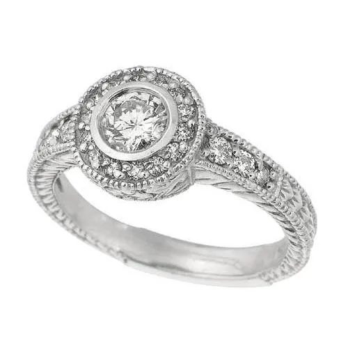 GB 150 Carats Round Natural Earth Mined Diamond Bezel Setting Engagement Ring White Gold 14K Rings GB 150 Carats Round Natural Earth Mined Diamond Bezel Setting Engagement Ring White Gold 14K Rings