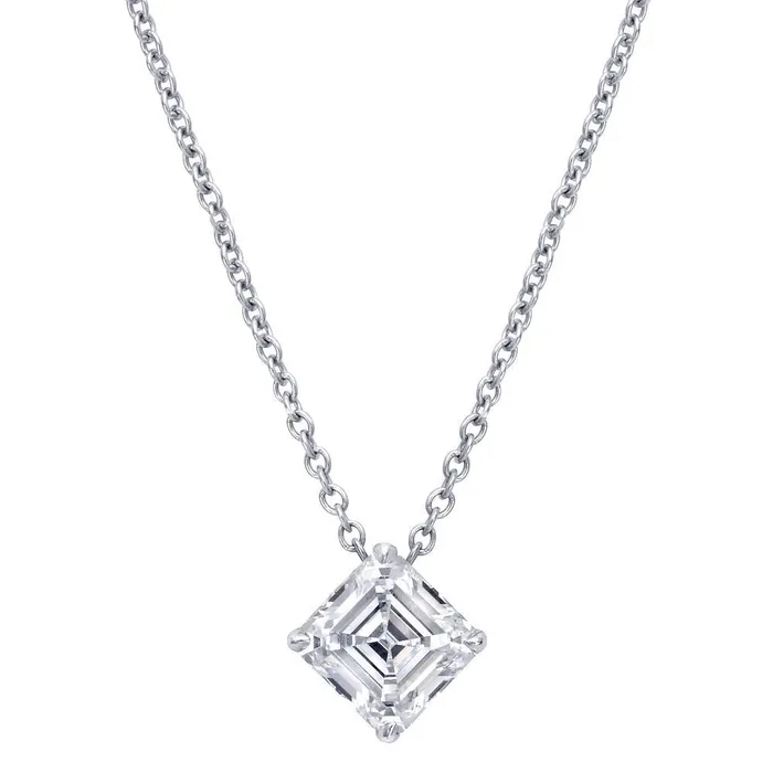 GB 1 Carat Asscher Natural Earth Mined Diamond Necklace Pendant White Gold 14K Women Jewelry Necklaces