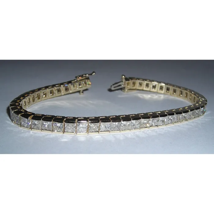 GB Bracelets 1250 Carat Princess Real Natural Earth Mined Diamonds Tennis Bracelet Yellow Gold