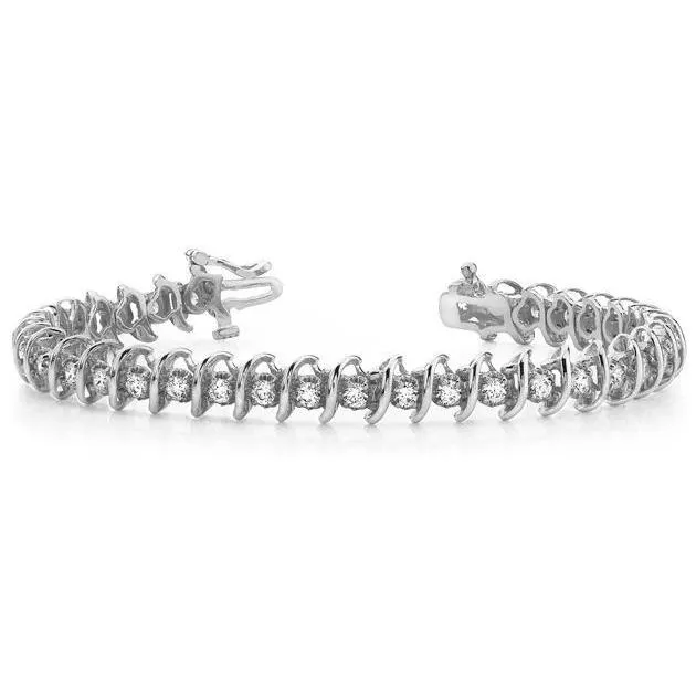 GB Bracelets 525 Carats Round Natural Earth Mined Diamonds Swirl Link Tennis Bracelet Gold 14K GB Bracelets 525 Carats Round Natural Earth Mined Diamonds Swirl Link Tennis Bracelet Gold 14K