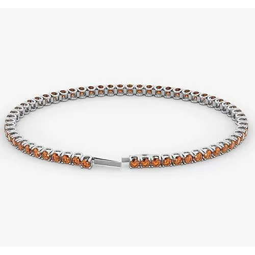 GB Bracelets Orange Sapphire Tennis Bracelet Women 590 Carats White Gold 14K New GB Bracelets Orange Sapphire Tennis Bracelet Women 590 Carats White Gold 14K New