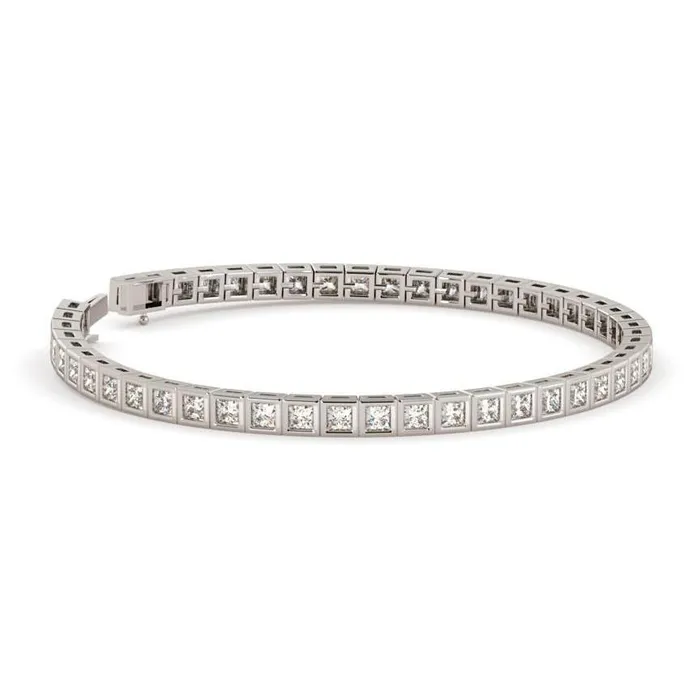 GB Bracelets Princess Cut 6 Carats Bezel Set Natural Earth Mined Diamonds Tennis Bracelet WG GB Bracelets Princess Cut 6 Carats Bezel Set Natural Earth Mined Diamonds Tennis Bracelet WG