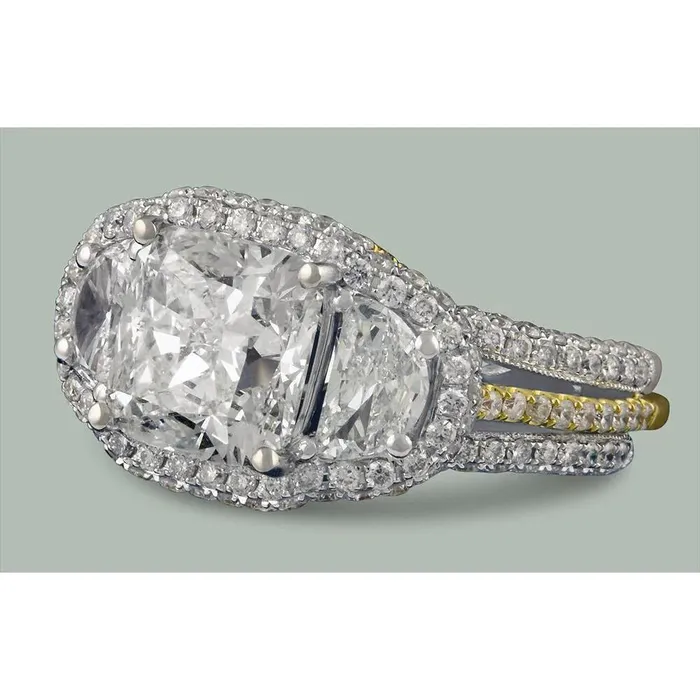GB Custom Jewelry Cushion Half Moon Natural Earth Mined Diamond Halo Ring Rings GB Custom Jewelry Cushion Half Moon Natural Earth Mined Diamond Halo Ring Rings