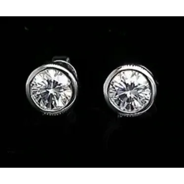 GB Earrings Bezel Set Solitaire 1 Carat Round Natural Earth Mined Diamond Stud Earrings Fine Jewelry GB Earrings Bezel Set Solitaire 1 Carat Round Natural Earth Mined Diamond Stud Earrings Fine Jewelry