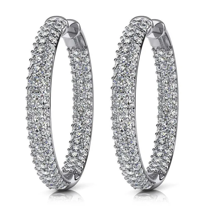 GB Earrings G Vvs1 Round Cut 8 Carats Natural Earth Mined Diamonds Hoop Earrings 14K White Gold New GB Earrings G Vvs1 Round Cut 8 Carats Natural Earth Mined Diamonds Hoop Earrings 14K White Gold New