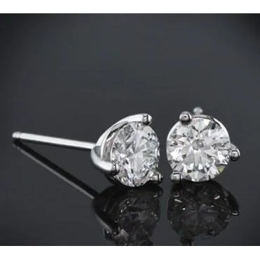 GB Earrings Round Natural Earth Mined Diamond Studs Earring 130 Carats White Gold 14K GB Earrings Round Natural Earth Mined Diamond Studs Earring 130 Carats White Gold 14K