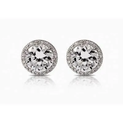 GB Earrings White Gold Round Natural Earth Mined Diamond Stud Halo Earring 280 Carats GB Earrings White Gold Round Natural Earth Mined Diamond Stud Halo Earring 280 Carats
