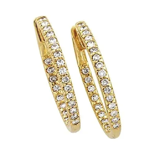 GB Earrings Yellow Gold 1 Carat Natural Earth Mined Diamond Hoop Earrings