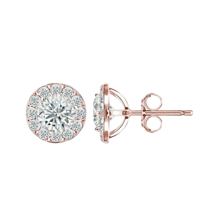 GB Halo Rose Gold 14K Sparkling 350 Carats Natural Earth Mined Diamonds Lady Studs Earrings Earrings GB Halo Rose Gold 14K Sparkling 350 Carats Natural Earth Mined Diamonds Lady Studs Earrings Earrings