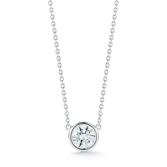 GB Necklaces 075 Carats Round Cut Natural Earth Mined Diamond Pendant Bezel Set 14K White Gold GB Necklaces 075 Carats Round Cut Natural Earth Mined Diamond Pendant Bezel Set 14K White Gold