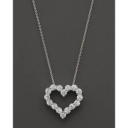 GB Necklaces 16 Ct Round Natural Earth Mined Diamond Heart Style Necklace Pendant 14K White Gold GB Necklaces 16 Ct Round Natural Earth Mined Diamond Heart Style Necklace Pendant 14K White Gold