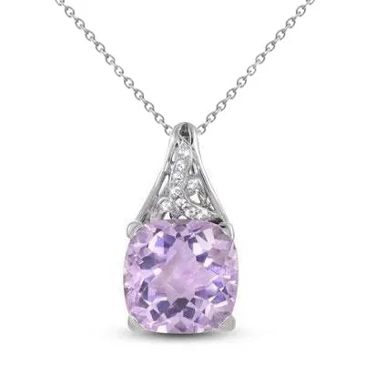 GB Necklaces 1535 Carats Kunzite And Natural Earth Mined Diamonds Pendant Necklace White Gold 14K GB Necklaces 1535 Carats Kunzite And Natural Earth Mined Diamonds Pendant Necklace White Gold 14K