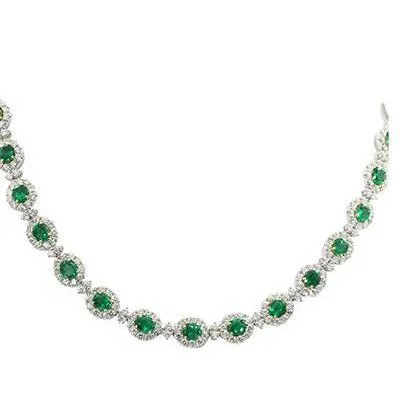 GB Necklaces Green Emerald And Natural Earth Mined Diamond Necklace Women White Gold Jewelry 32 Ct GB Necklaces Green Emerald And Natural Earth Mined Diamond Necklace Women White Gold Jewelry 32 Ct