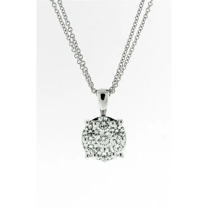 GB Necklaces Round Natural Earth Mined Diamond 375 Ct Pendant Necklace White Gold 14K GB Necklaces Round Natural Earth Mined Diamond 375 Ct Pendant Necklace White Gold 14K