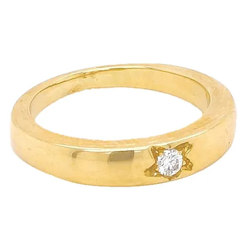 GB Rings 050 Carats Gypsy Genuine Natural Earth Mined Diamond Solitaire Ring Yellow Gold 14K