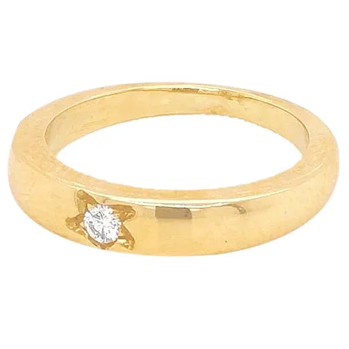 GB Rings 050 Carats Gypsy Genuine Natural Earth Mined Diamond Solitaire Ring Yellow Gold 14K