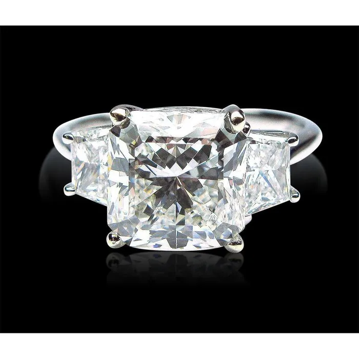 GB Rings 116 Carats Big Radiant Trapezoid Lab Grown Diamond Three Stone Ring GB Rings 116 Carats Big Radiant Trapezoid Lab Grown Diamond Three Stone Ring