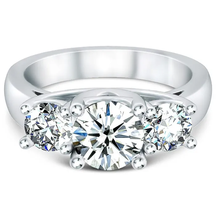 GB Rings 250 Ct Round Three Stone Natural Earth Mined Diamond Ring New White Gold 14K GB Rings 250 Ct Round Three Stone Natural Earth Mined Diamond Ring New White Gold 14K