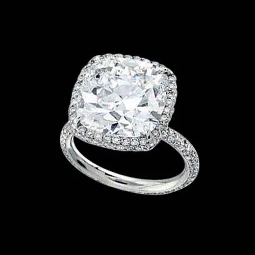 GB Rings 3 Ct Cushion Round Natural Earth Mined Diamonds Halo Engagement Ring New GB Rings 3 Ct Cushion Round Natural Earth Mined Diamonds Halo Engagement Ring New
