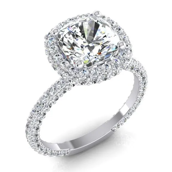 GB Rings 3 Ct Cushion Round Natural Earth Mined Diamonds Halo Engagement Ring New
