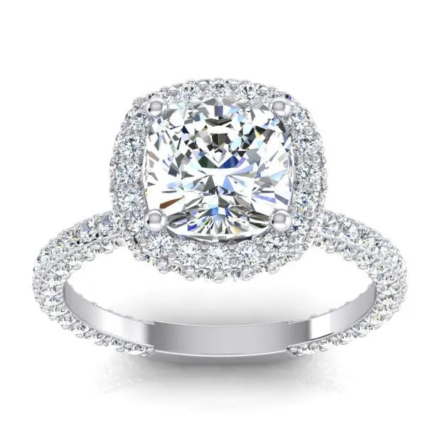 GB Rings 3 Ct Cushion Round Natural Earth Mined Diamonds Halo Engagement Ring New