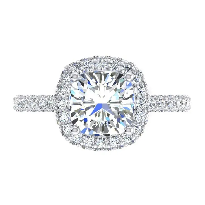 GB Rings 3 Ct Cushion Round Natural Earth Mined Diamonds Halo Engagement Ring New
